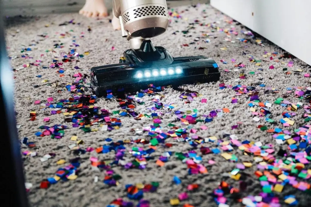 event cleaning service vacuum confetti off the carpet